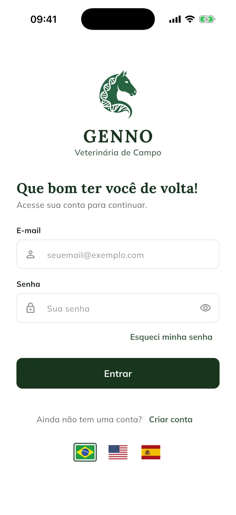 GENNO app login screen with the message Welcome back!, the Email and Password fields and the Sign in button