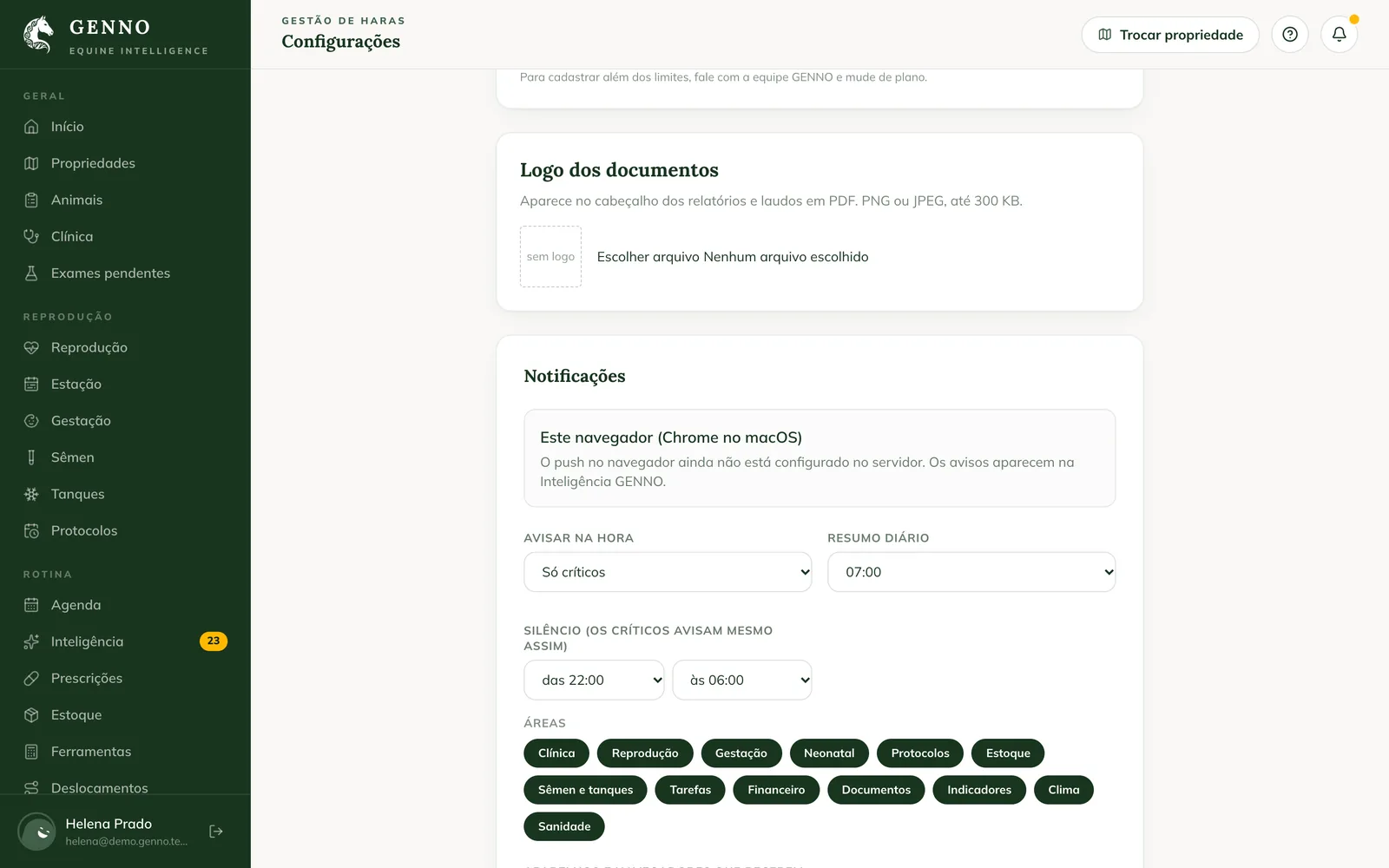 Tarjeta Logo de los documentos en la Configuración de la web, con el campo para elegir el archivo