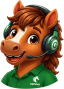 Caballito GENNO sonriendo, con auriculares de atención